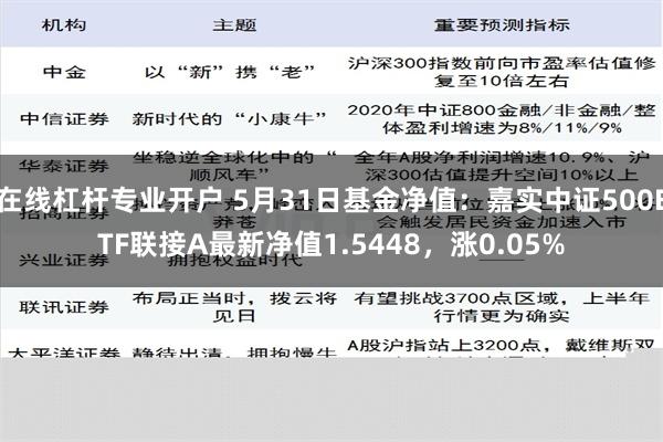 在线杠杆专业开户 5月31日基金净值：嘉实中证500ETF联接A最新净值1.5448，涨0.05%