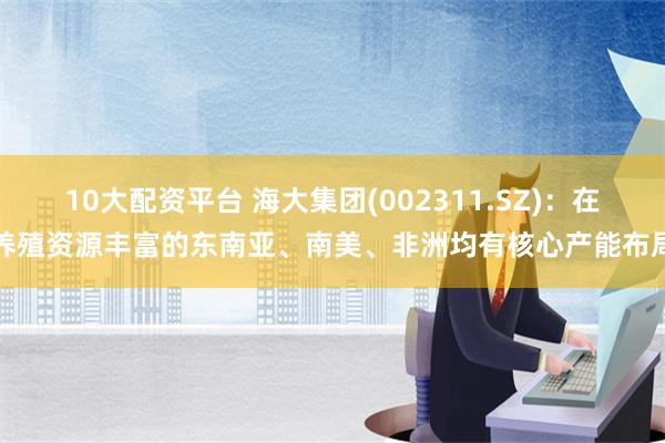 10大配资平台 海大集团(002311.SZ)：在养殖资源丰富的东南亚、南美、非洲均有核心产能布局