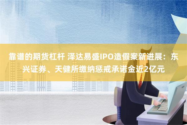 靠谱的期货杠杆 泽达易盛IPO造假案新进展：东兴证券、天健所缴纳惩戒承诺金近2亿元