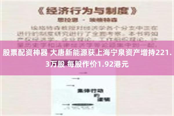 股票配资神器 大唐新能源获上海宁泉资产增持221.3万股 每股作价1.92港元